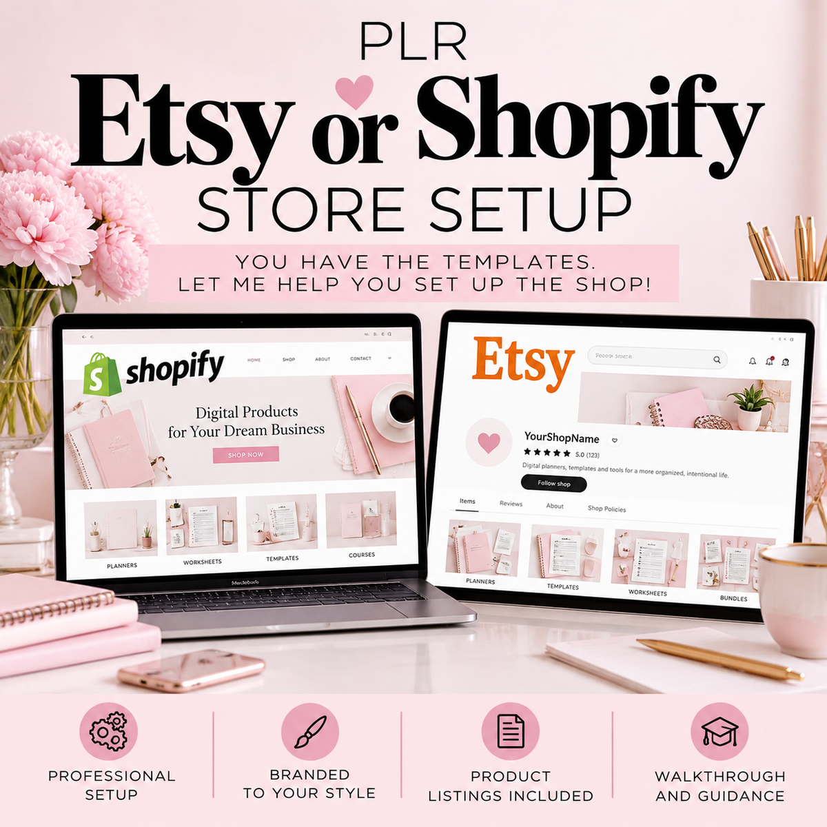 PLR Etsy or Shopify Store Setup