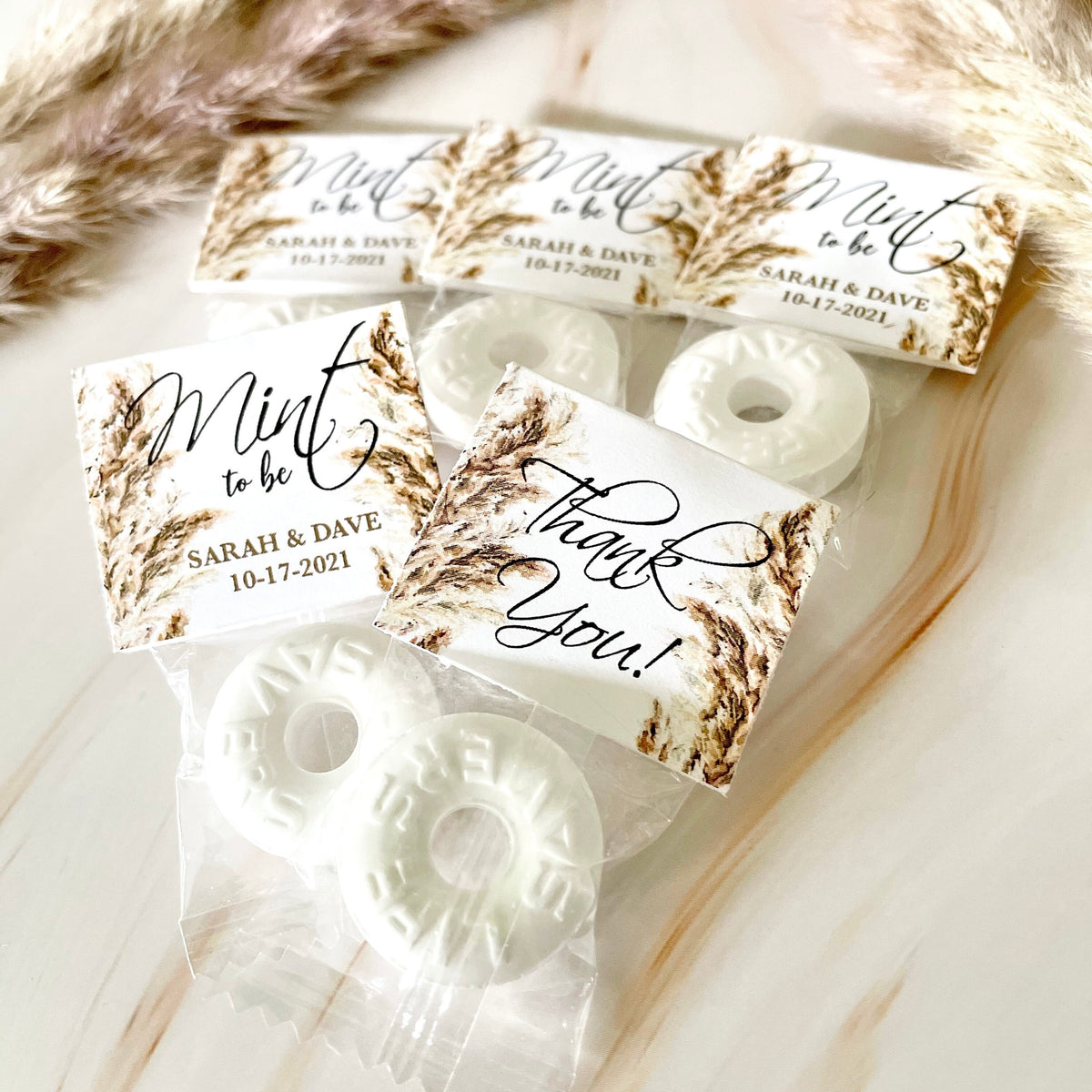 Wedding Mint Favors - Pampas - Wedding Favors - Candy Favors - Lifesaver Thank You - Lifesaver Mints - Mint To Be - Bohemian - Boho