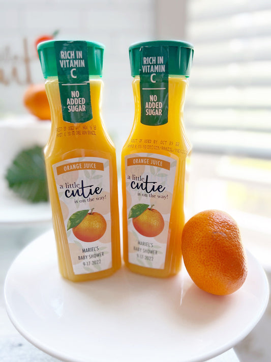Little Cutie Orange Juice Labels - OJ - Cutie Shower Favors - Stickers - Favors - Citrus - Clementine - Mimosas - Drinks - Bar