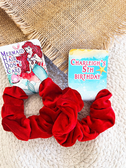 The Little Mermaid Scrunchie Party Favors - Classic Ariel - Little Mermaid Party - Little Mermaid Favors - Mermaid birthday - Hair Bows