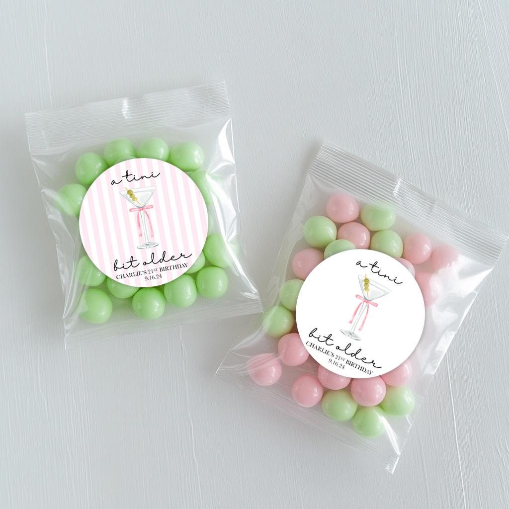 A Tini Bit Older Thank You Stickers - Favors - Martini Stickers - Labels - Martini Party - Dirty Martini Birthday Labels - Dirty 30 Party