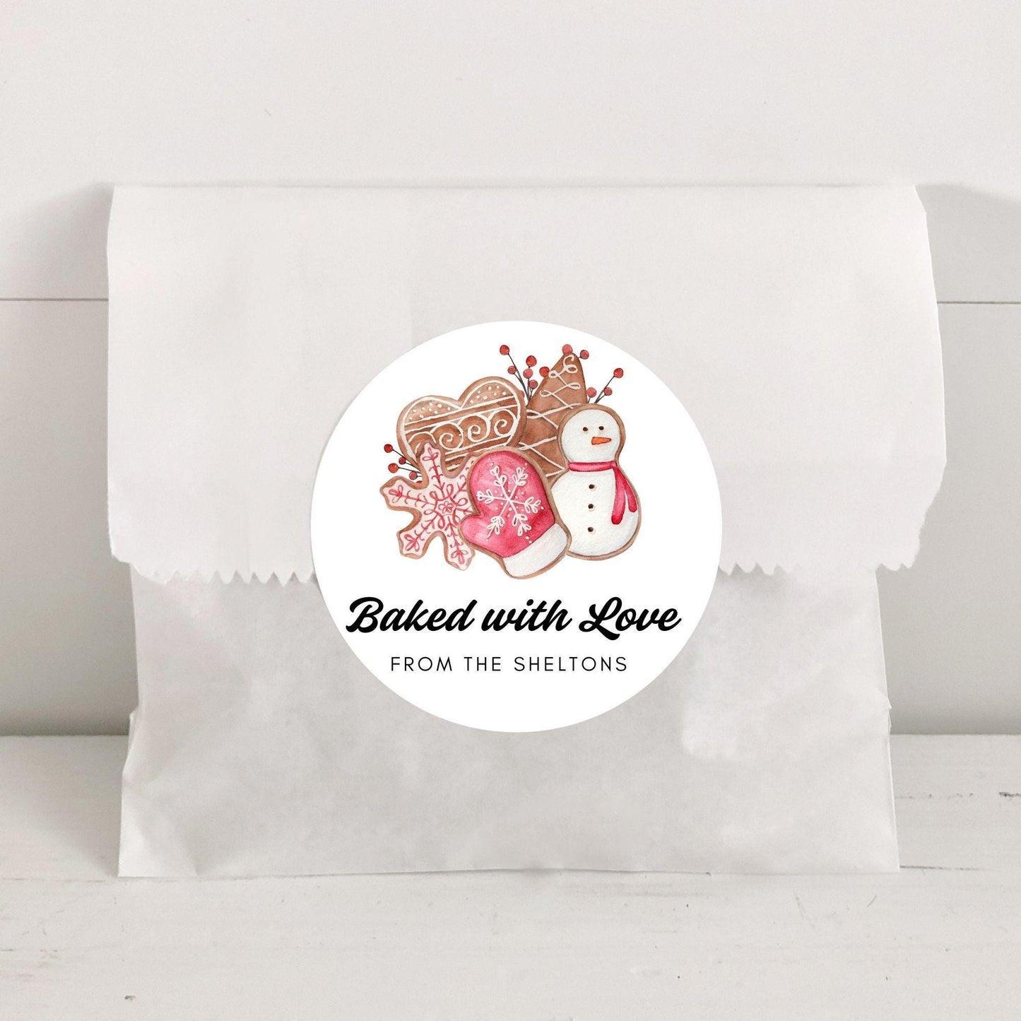 Baked With Love - From the Kitchen of Labels - Christmas Baking Stickers - Cookie - Personalized - Circle Stickers - Holiday Baking Gifts