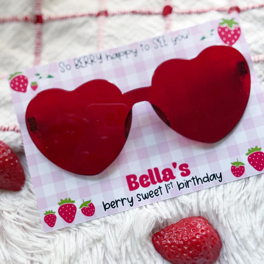 Strawberry Birthday Sunglasses Party Favors - Berry 1st - Favors -Berry Sweet - First Birthday - Strawberry Party Favors - Goodie Bag Favor