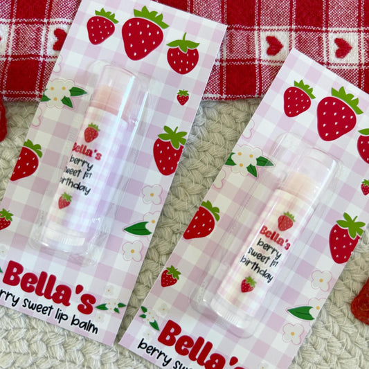 Strawberry Birthday Lip Balm Party Favors - Berry Sweet - Berry First Party Favors - 1st Birthday - Lip Balm Favors - Gloss - Goodie Bag