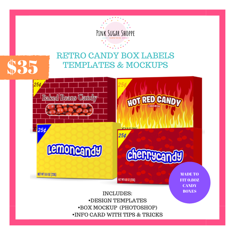 Candy shop box labels