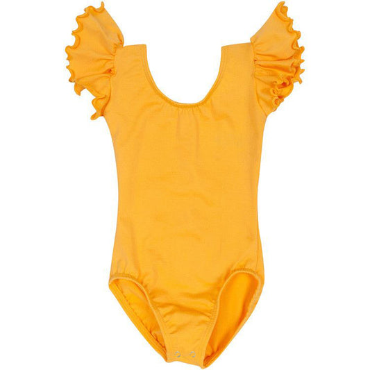 BLANK Ruffle Sleeve Leotards - PSS Crafting Blanks - Mustard Yellow - Flutter Sleeve - Leotard with Snaps - Girls - Dancewear - Ballet