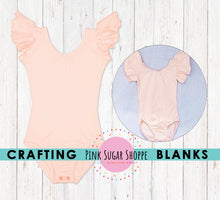Load image into Gallery viewer, BLANK Ruffle Sleeve Leotards - PSS Crafting Blanks - PEACH - Flutter Sleeve - Leotard with Snaps - Girls - Dancewear - Ballet