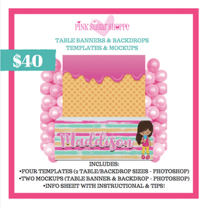 PINK SUGAR SHOPPE TABLE BANNERS AND BACKDROPS - NO VIDEO