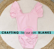 Load image into Gallery viewer, BLANK Ruffle Sleeve Leotards - PSS Crafting Blanks - PINK - Flutter Sleeve - Leotard with Snaps - Girls - Dancewear - Ballet