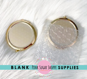 COMPACT MIRROR BLANKS - Gold Silver Rose Gold Compact Mirrors - Epoxy Dome Sticker
