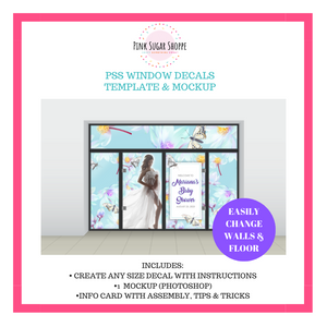 PINK SUGAR SHOPPE WINDOW DECALS TEMPLATE AND MOCKUP