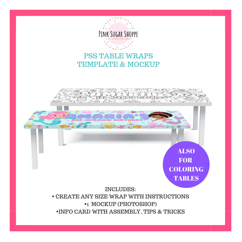 PINK SUGAR SHOPPE TABLE WRAP TEMPLATE AND MOCKUP