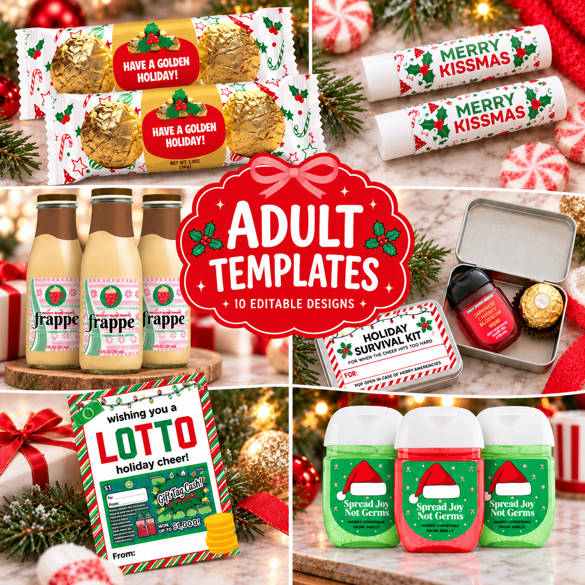 Pink Sugar Christmas Vault | 30 Canva Holiday Favor Templates + Tutorials