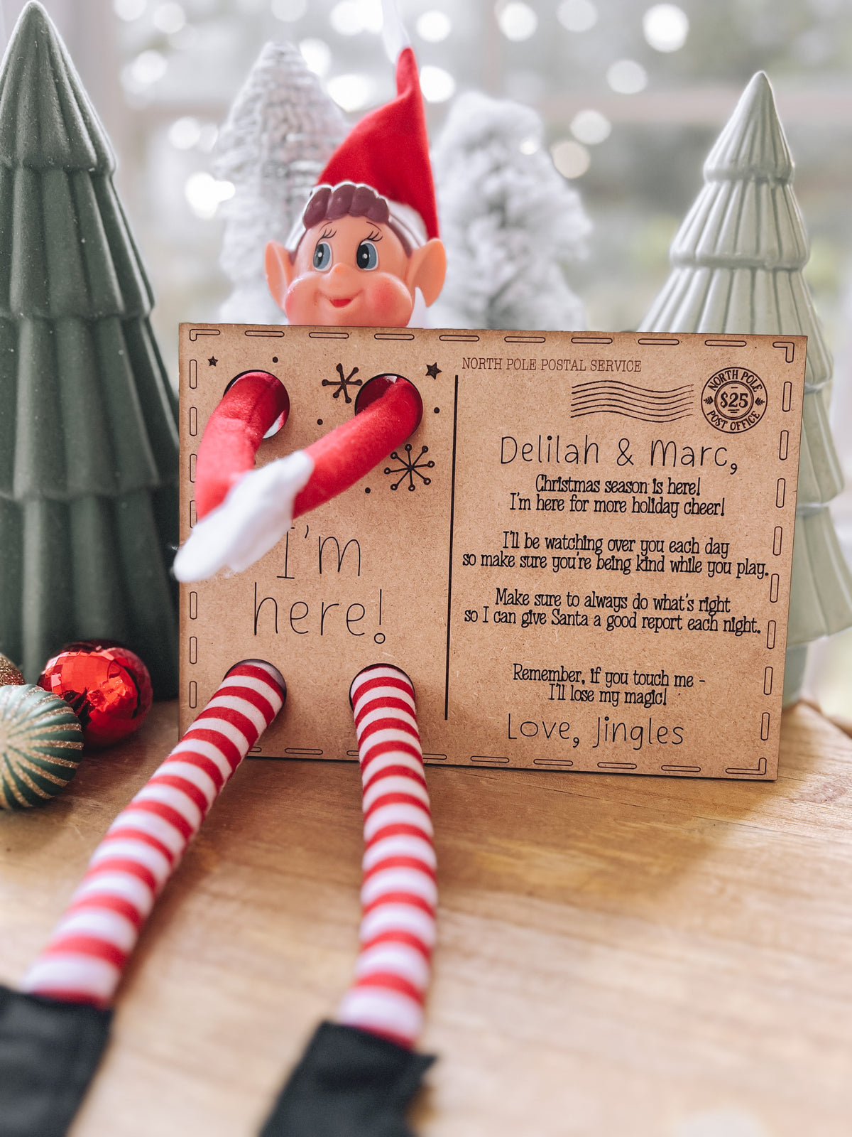 Wooden Elf Postcard - “I’m Back!”