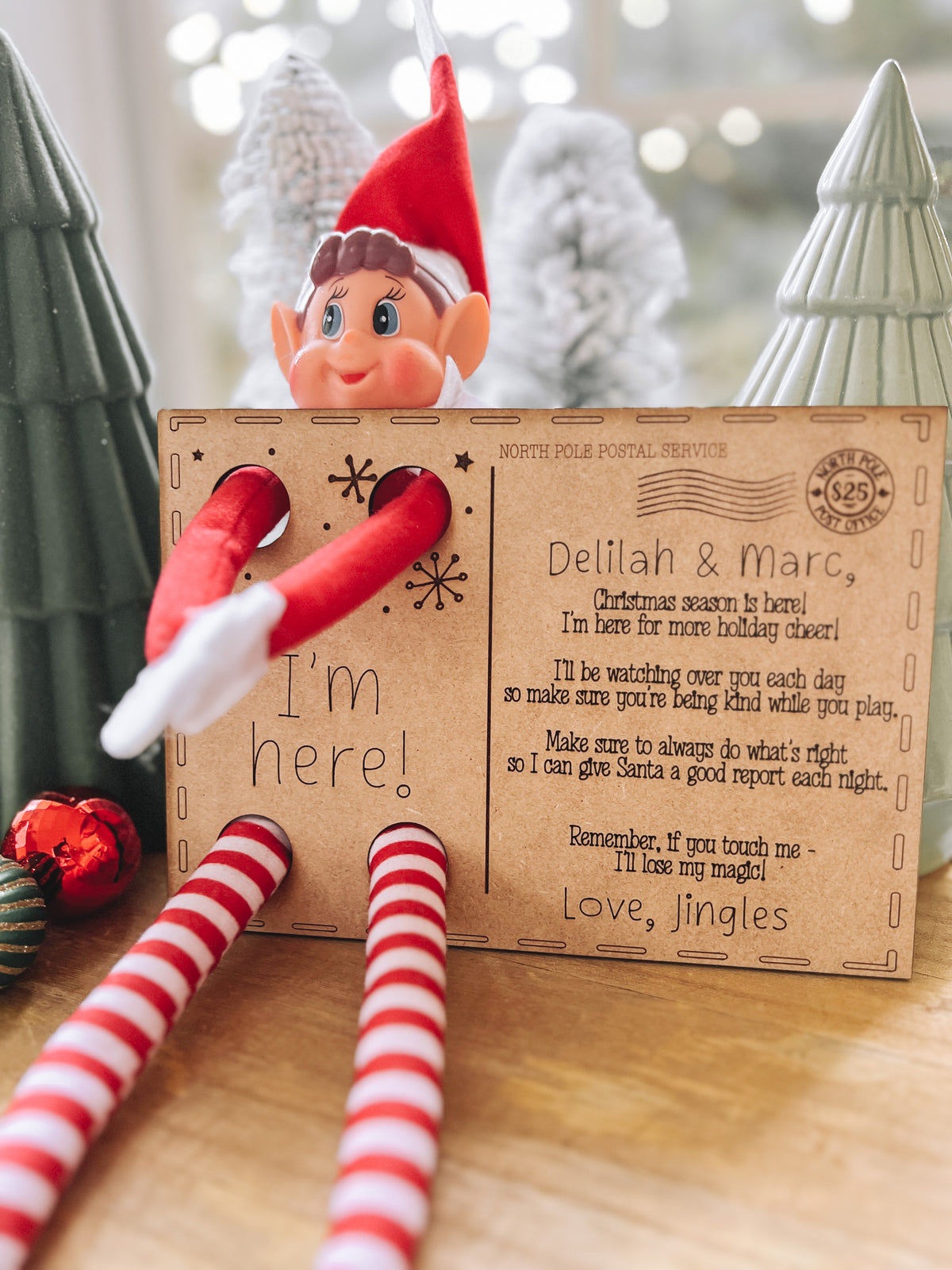 Wooden Elf Postcard - “I’m Back!”