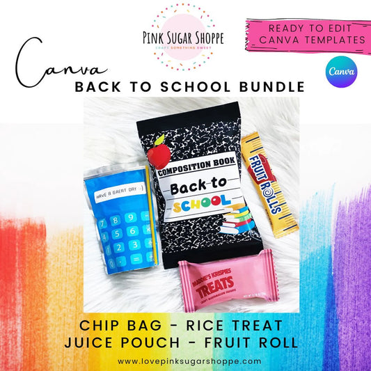 PINK SUGAR SHOPPE BACK TO SCHOOL Lunch Labels