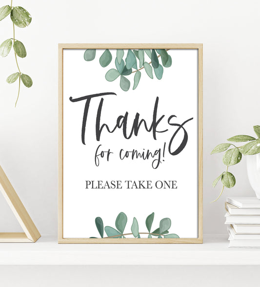 Eucalyptus Greenery Thank You Sign - Boho - Green - Gift Table Bar Sign - Wedding Table Sign - Printable - DIY Wedding -Instant Download