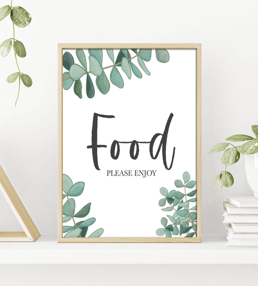Eucalyptus Greenery Food Sign - Dessert Table Bar Sign - Boho - Green - Wedding Table Sign - Printable - DIY Wedding -Instant Download
