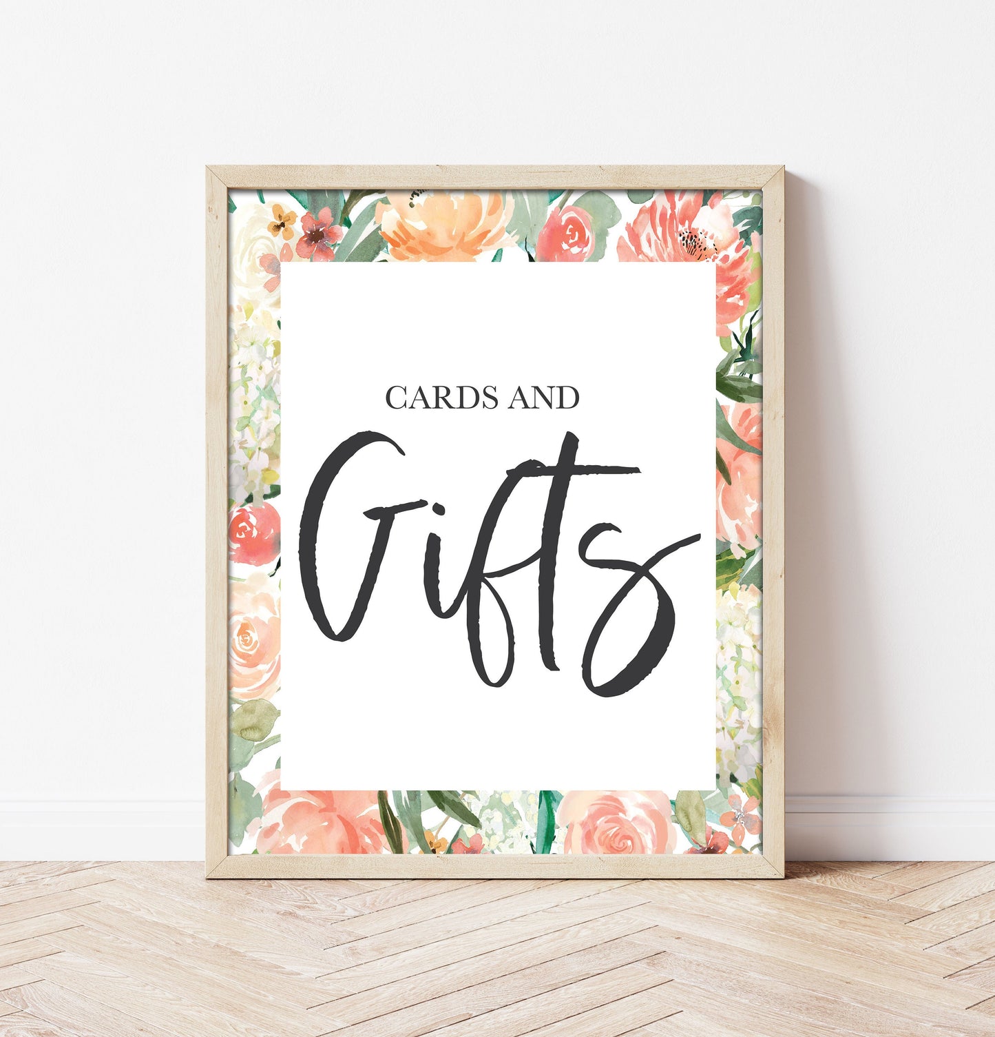 Peach Floral Gifts Sign - Gift Table Bar Sign - Peonies - Hydrangeas - Peach - Wedding Table Sign - Printable -DIY Wedding -Instant Download