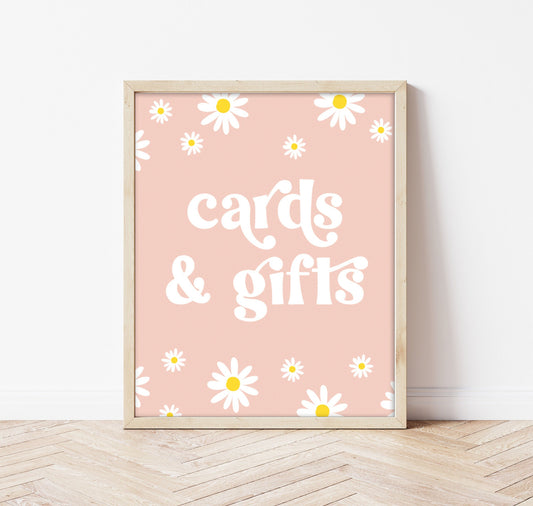 DAISY Birthday Sign - Groovy Party - Cards And Gifts - Boho - Pink Daisy Table Sign - Printable - DIY - Groovy One - Two Groovy - Hippy