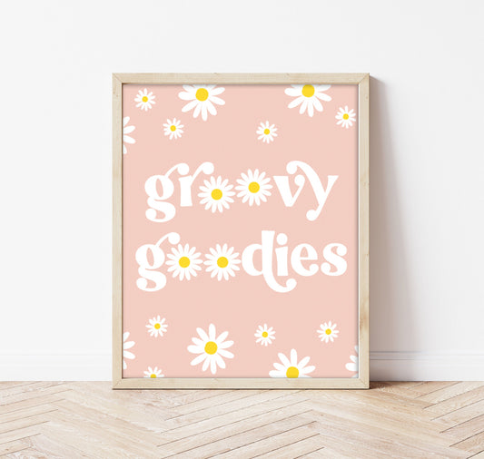 DAISY Birthday Sign - Groovy Goodies - You Grow Girl - Boho - Pink Daisy Table Sign - Printable - DIY - Groovy One - Two Groovy - Hippy