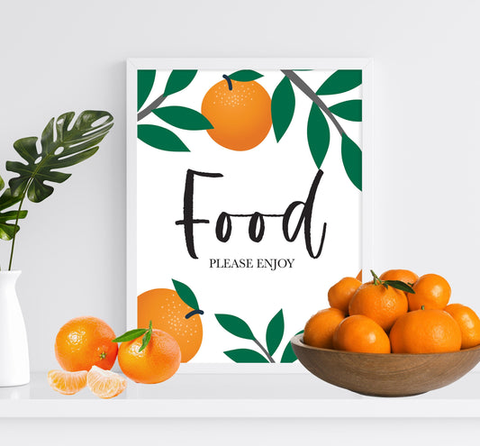 LITTLE CUTIE Food Table Sign - Citrus - Cutie - Orange - Baby Shower Table Sign - Dessert Table - Printable - DIY -Instant Download
