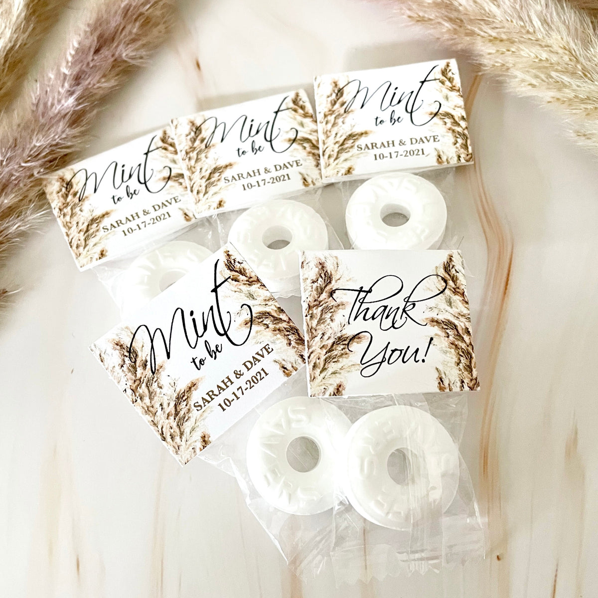 Wedding Mint Favors - Pampas - Wedding Favors - Candy Favors - Lifesaver Thank You - Lifesaver Mints - Mint To Be - Bohemian - Boho