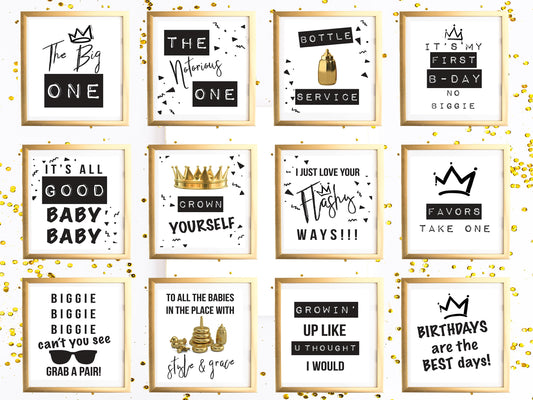NOTORIOUS Bundle - The BIG ONE Birthday Signs - Party - Favor Sign - Hip Hop - Table Sign - Printable - Notorious one - Party Decor