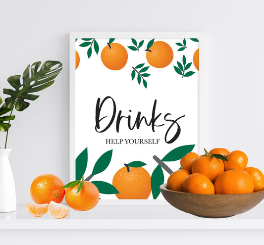 LITTLE CUTIE Drinks Table Sign - Citrus - Cutie - Orange - Baby Shower Table Sign - Dessert Table - Printable - DIY -Instant Download
