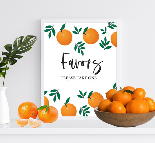 LITTLE CUTIE Favors Table Sign - Citrus - Cutie - Orange - Baby Shower Table Sign - Dessert Table - Printable - DIY -Instant Download