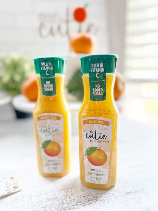 Little Cutie Orange Juice Labels - OJ - Cutie Shower Favors - Stickers - Favors - Citrus - Clementine - Mimosas - Drinks - Bar