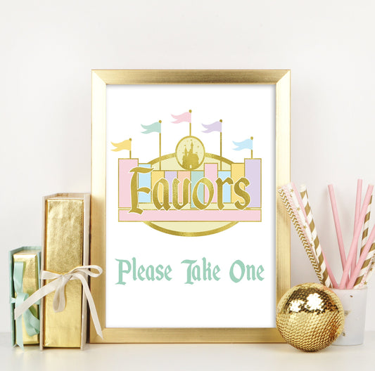 Magical Disneyland Birthday Sign - Theme Park Pastel Party - Favors - Retro Vintage Classic Mickey - Table Sign -Printable -Party Decor