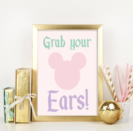 Magical Disneyland Birthday Sign - Theme Park Pastel Party - Ears - Retro Vintage Classic Mickey - Table Sign -Printable -Party Decor