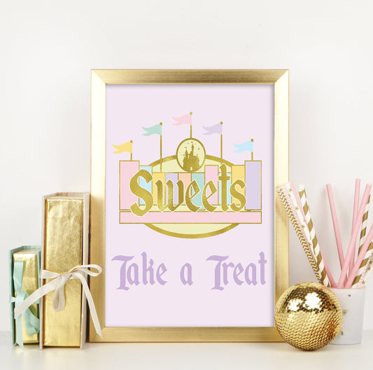 Magical Disneyland Birthday Sign - Theme Park Pastel Party - Sweet Treats- Retro Vintage Classic Mickey - Table Sign -Printable -Party Decor