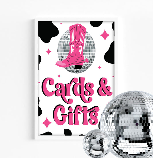 DISCO COWGIRL Birthday Sign - Space Cowgirl - Rodeo Party - FAVORS - Let's go girls - Table Sign - Printable - Yeehaw - Party Decor - Dolly