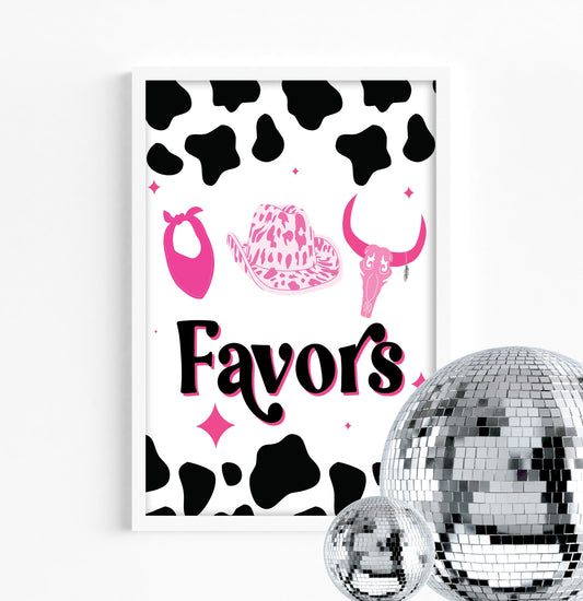 DISCO COWGIRL Birthday Sign - Space Cowgirl - Rodeo Party - FAVORS - Let's go girls - Table Sign - Printable - Yeehaw - Party Decor - Dolly