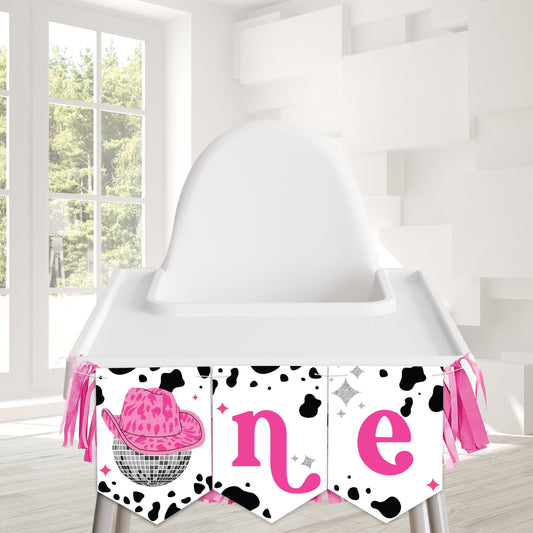 Disco Cowgirl High Chair Banner - High Chair Garland - Cowgirl First Birthday - One Banner - Rodeo - Printable - Man I feel like I'm One