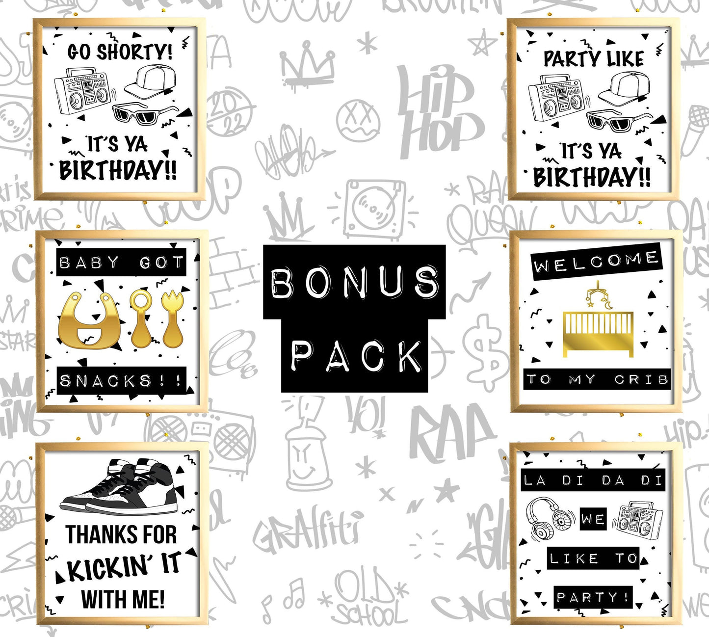NOTORIOUS ONE Bonus Pack - Birthday Signs - Biggie Party - Favor Sign - Hip Hop - Table Sign - Notorious one Party Signs - 90s Party - First