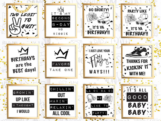TWO LEGIT to QUIT Bundle - 2 Legit Birthday Signs - Favor Sign - Hip Hop - Table Sign - Printable - 90s - Hip Hop - Party Decor - 2nd Bday