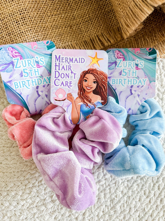 The Little Mermaid Scrunchie Party Favors - Little Mermaid Party - Little Mermaid Favors - Live Action Mermaid - Black Mermaid  - Hair Bows
