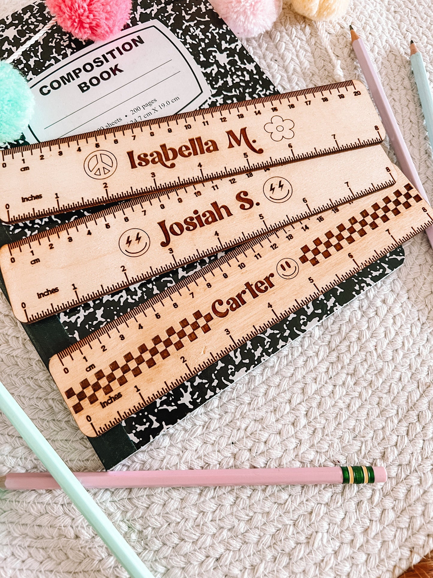 Personalized Ruler - Back To School - Kids Ruler - Retro Rulers - Wooden Rulers for Class - Grade School - 8 inch - Engraved Ruler -Supplies