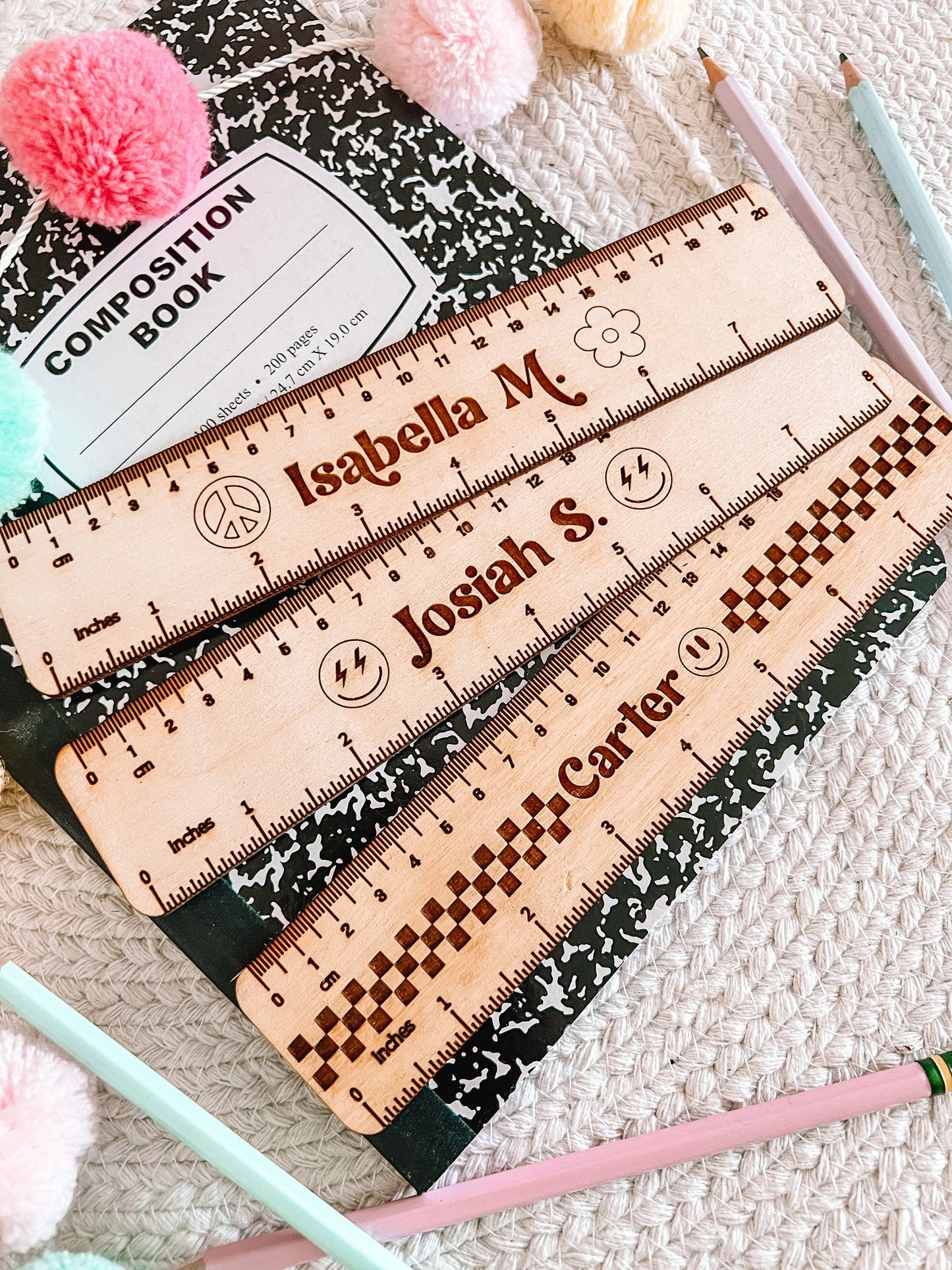 Personalized Ruler - Back To School - Kids Ruler - Retro Rulers - Wooden Rulers for Class - Grade School - 8 inch - Engraved Ruler -Supplies