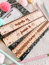 Load image into Gallery viewer, Personalized Ruler - Back To School - Kids Ruler - Retro Rulers - Wooden Rulers for Class - Grade School - 8 inch - Engraved Ruler -Supplies

