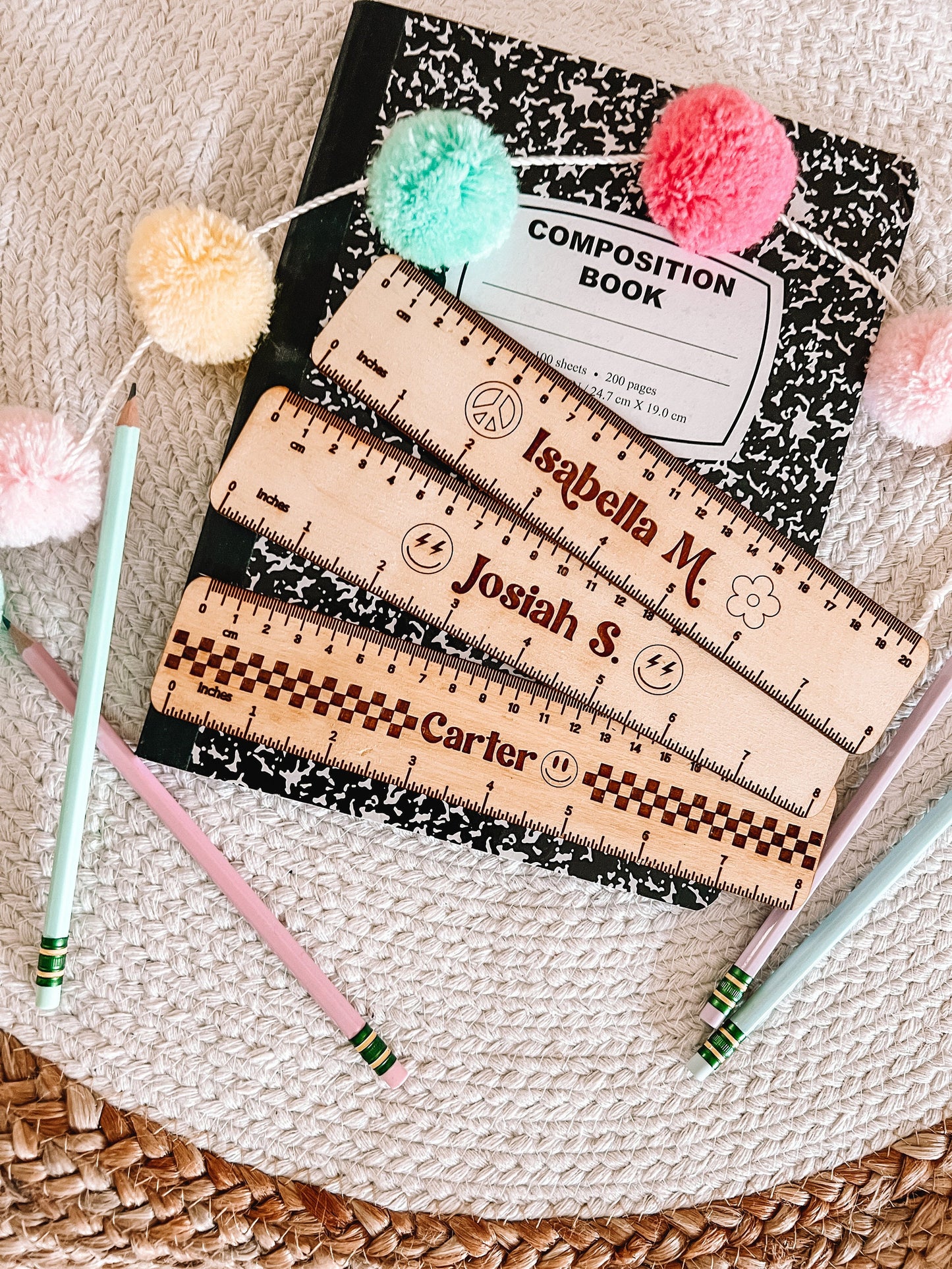 Personalized Ruler - Back To School - Kids Ruler - Retro Rulers - Wooden Rulers for Class - Grade School - 8 inch - Engraved Ruler -Supplies