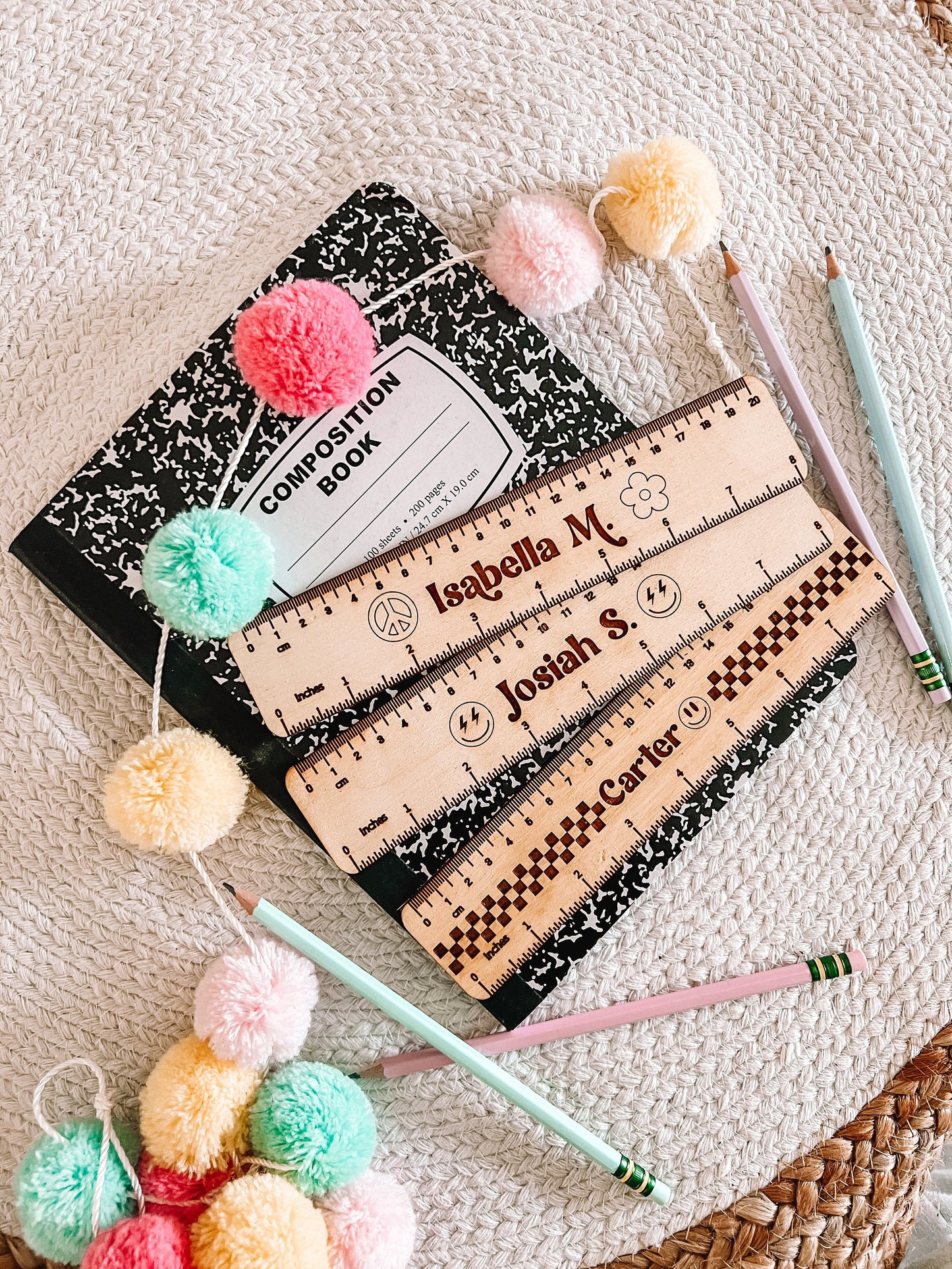 Personalized Ruler - Back To School - Kids Ruler - Retro Rulers - Wooden Rulers for Class - Grade School - 8 inch - Engraved Ruler -Supplies