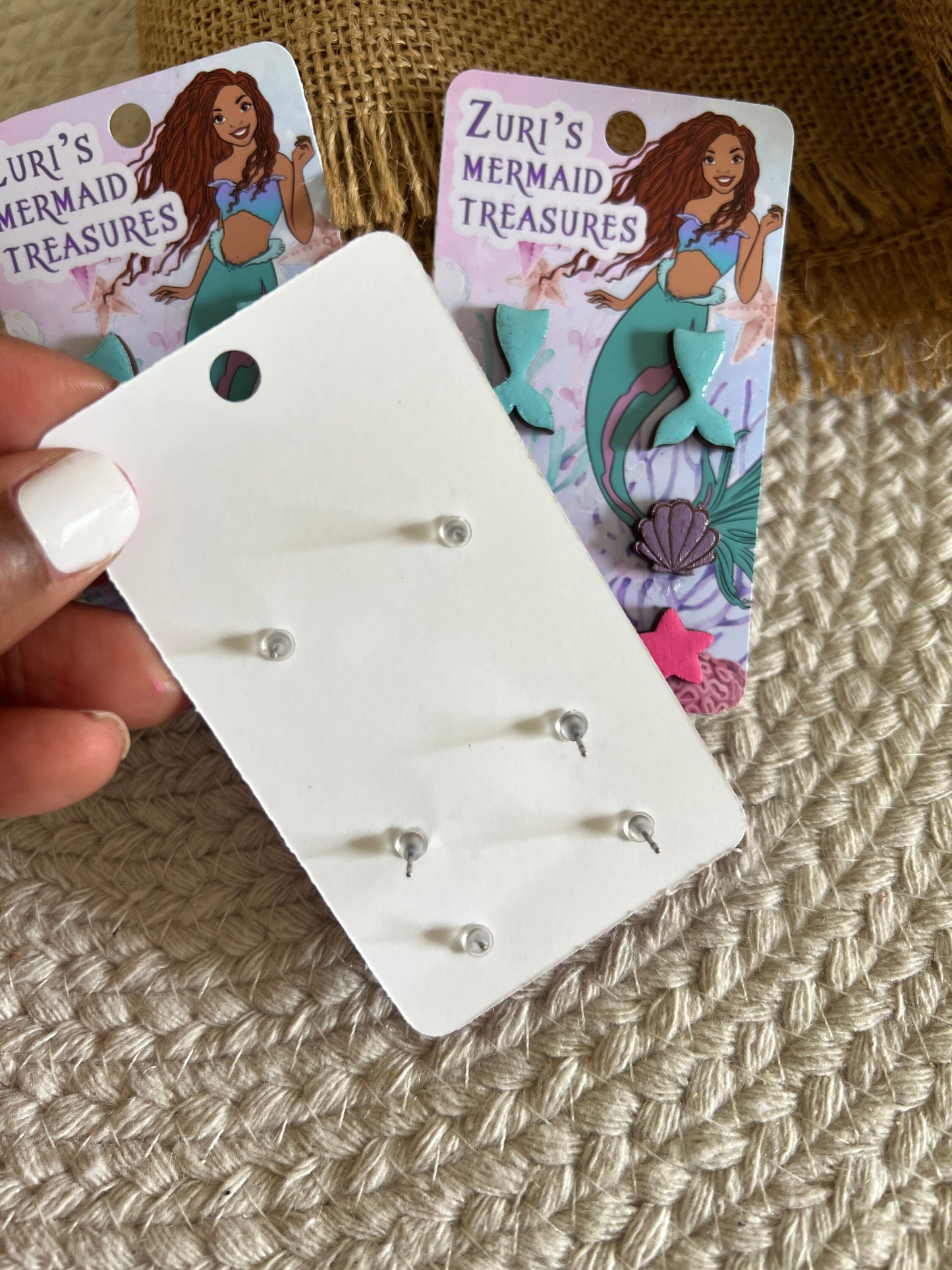 The Little Mermaid Earring Party Favors - Little Mermaid Party - Little Mermaid Favors - Live Action Mermaid - Black Mermaid  - Stud Earring