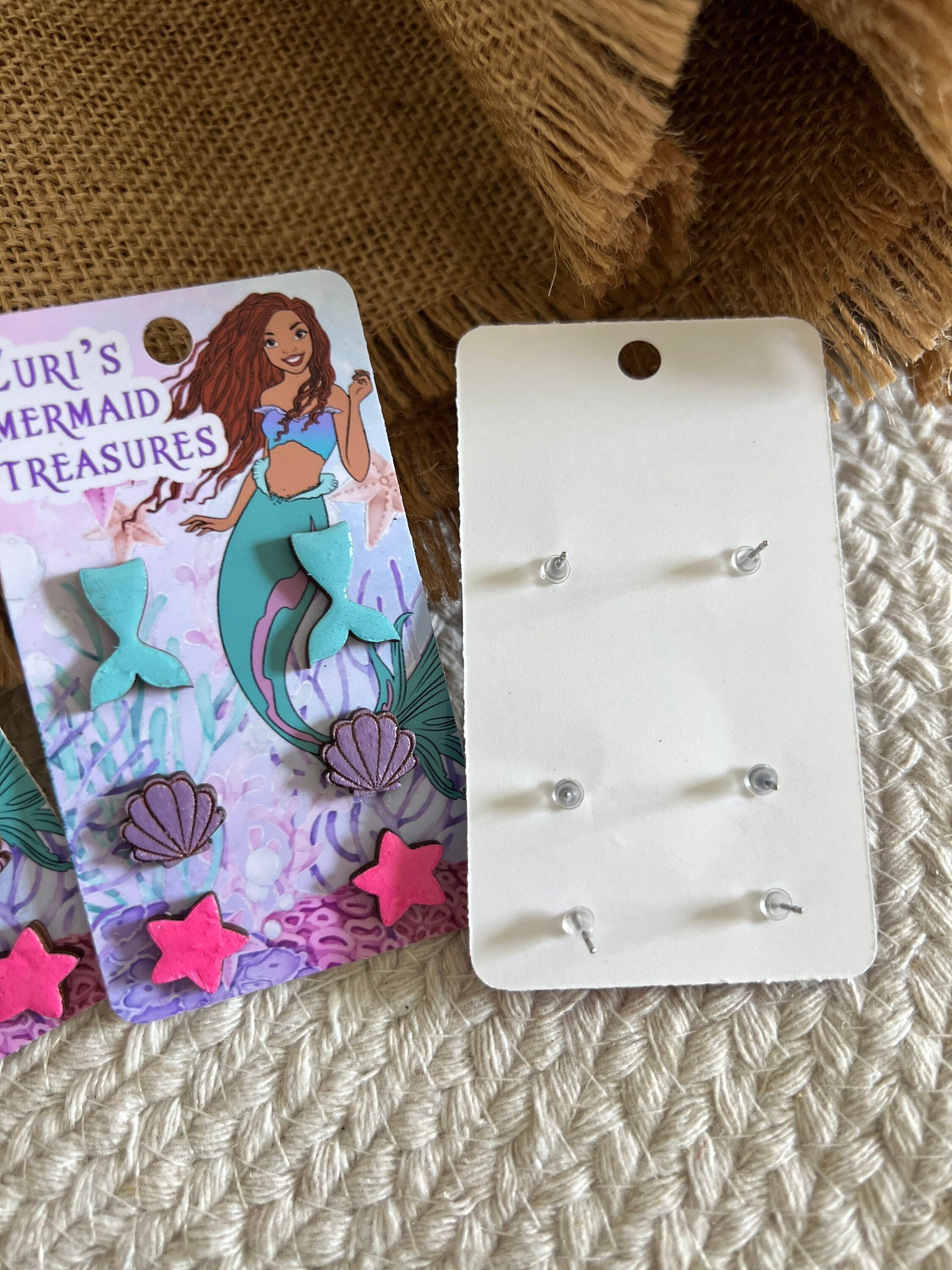 The Little Mermaid Earring Party Favors - Little Mermaid Party - Little Mermaid Favors - Live Action Mermaid - Black Mermaid  - Stud Earring