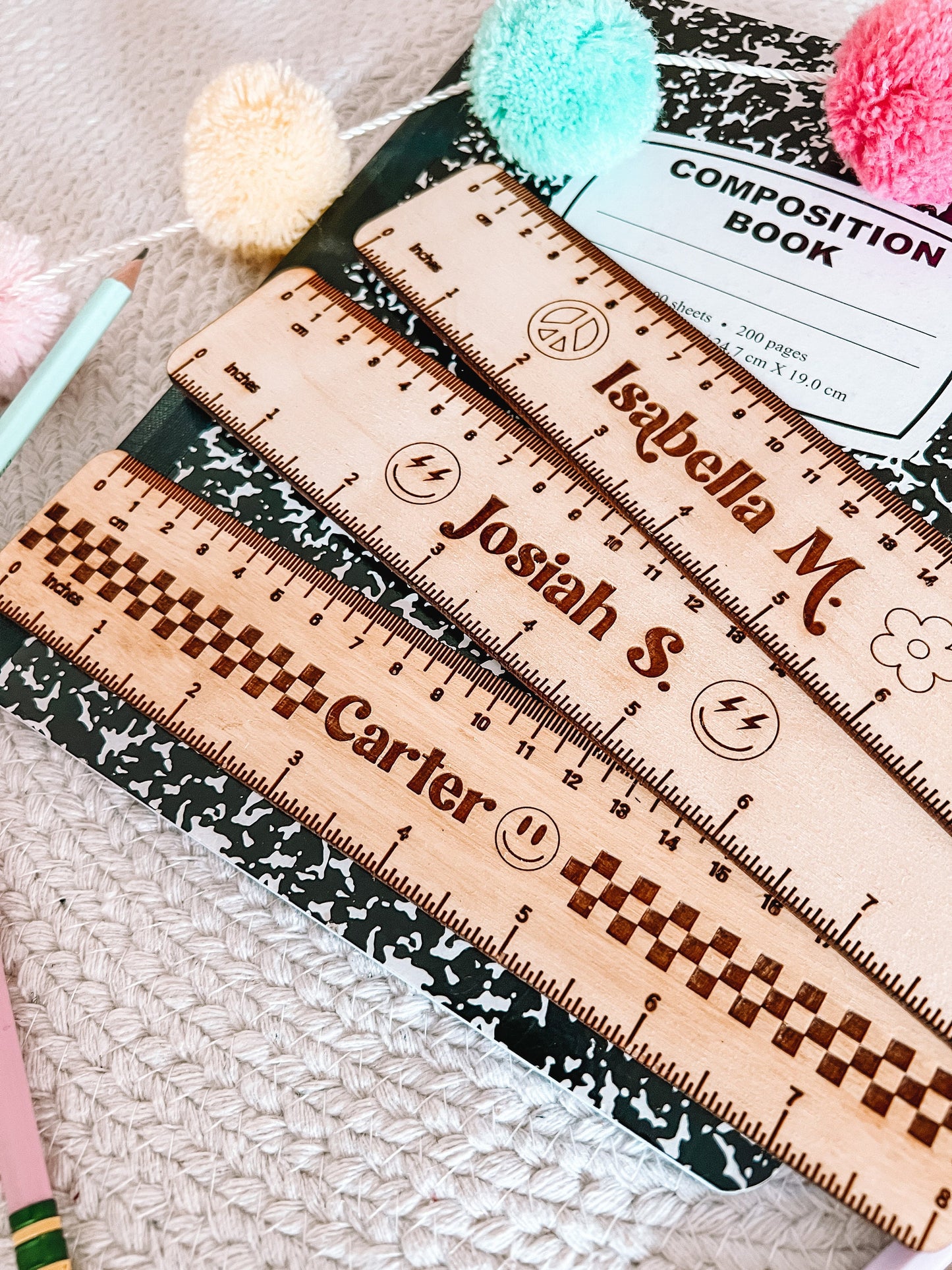 Personalized Ruler - Back To School - Kids Ruler - Retro Rulers - Wooden Rulers for Class - Grade School - 8 inch - Engraved Ruler -Supplies