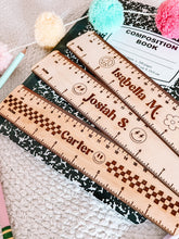 Load image into Gallery viewer, Personalized Ruler - Back To School - Kids Ruler - Retro Rulers - Wooden Rulers for Class - Grade School - 8 inch - Engraved Ruler -Supplies

