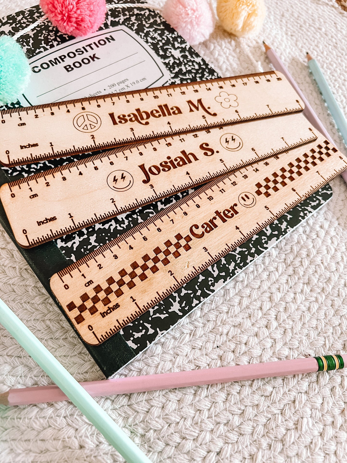 Personalized Ruler - Back To School - Kids Ruler - Retro Rulers - Wooden Rulers for Class - Grade School - 8 inch - Engraved Ruler -Supplies